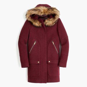 J. Crew Chateau Parka in Dark Red Italian Stadium-cloth Wool